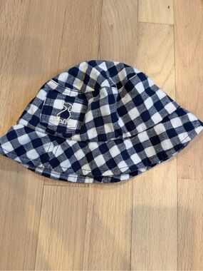 Kids Navy & White Check Bucket Hat with Embroidered Logo